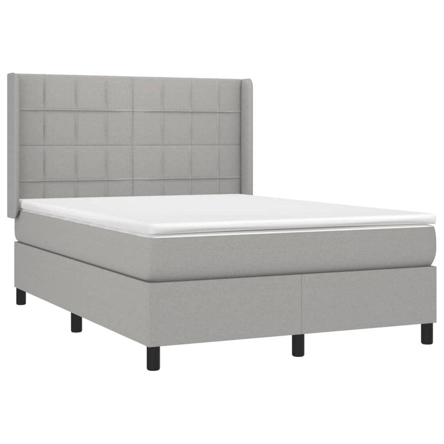 Boxspring met matras en LED stof lichtgrijs 140x190 cm 140 x 190 cm Lichtgrijs