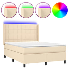 Boxspring met matras en LED stof crèmekleurig 140x190 cm 140 x 190 cm Crème