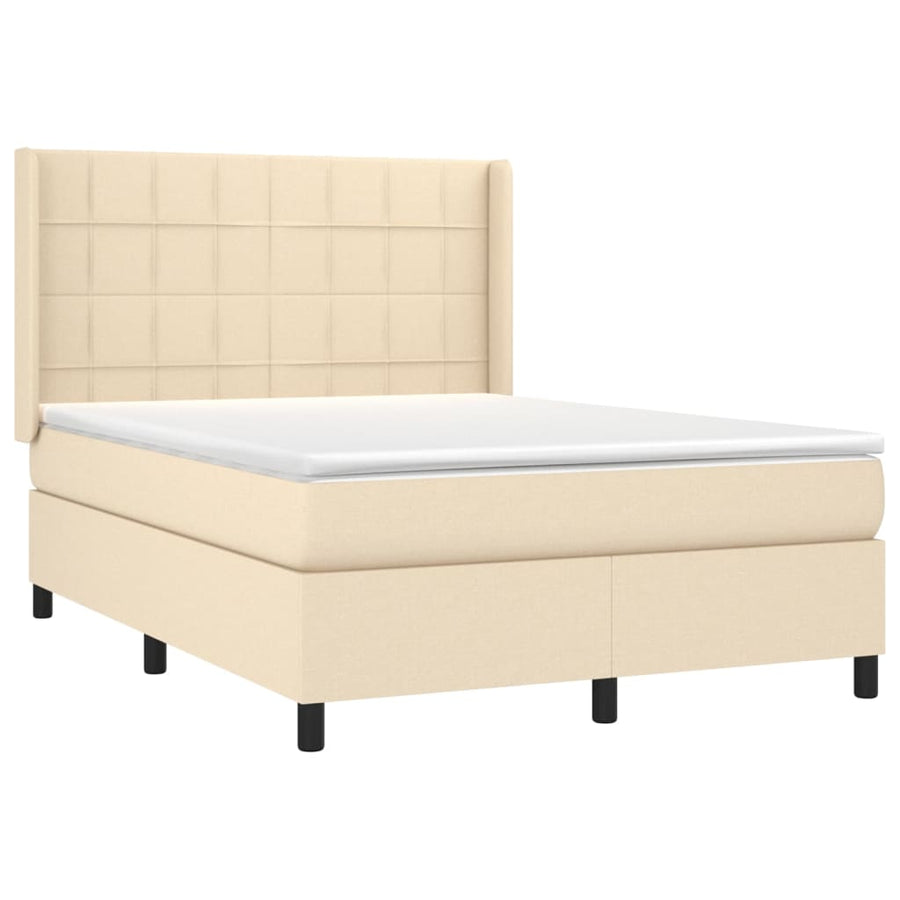 Boxspring met matras en LED stof crèmekleurig 140x190 cm 140 x 190 cm Crème