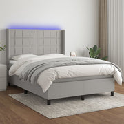 Boxspring 140x200 cm lichtgrijs met matras en LED