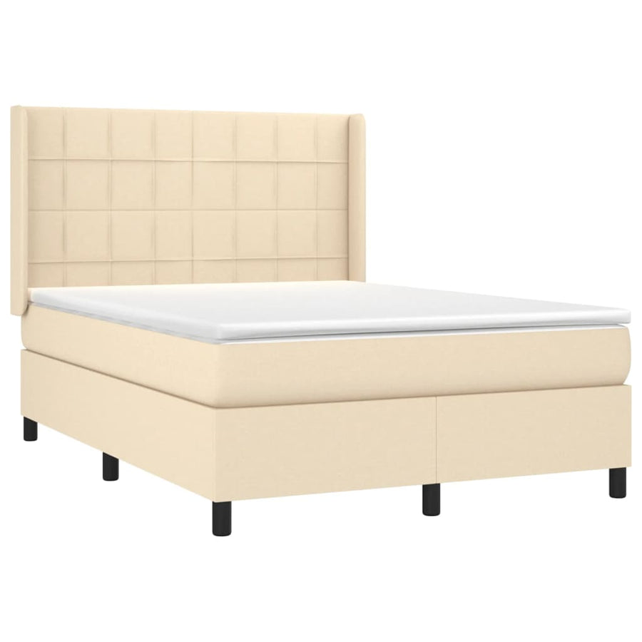 Boxspring met matras en LED stof crèmekleurig 140x200 cm 140 x 200 cm Crème