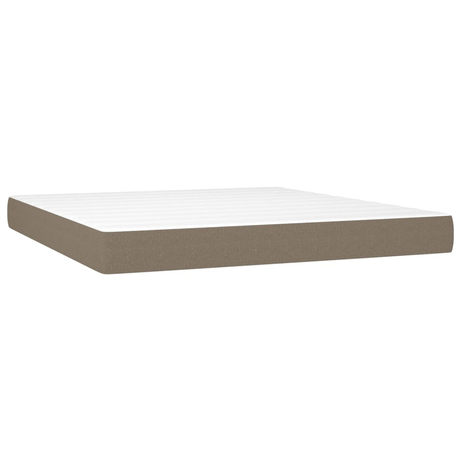 Boxspring Met Matras En Led Stof Taupe 160 x 200 cm Blok met vierkanten