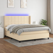 Boxspring met matras en LED 160x200 cm crème