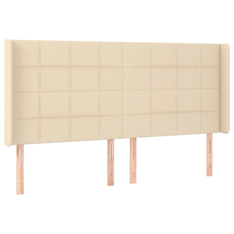 Boxspring Met Matras En Led Stof Crèmekleurig 180X200 Cm 180 x 200 cm Blok met vierkanten