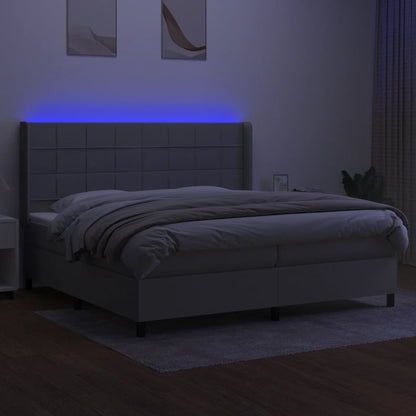 Boxspring met matras en LED stof lichtgrijs 200x200 cm 200 x 200 cm Lichtgrijs