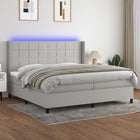 Boxspring met matras en LED stof lichtgrijs 200x200 cm 200 x 200 cm Lichtgrijs