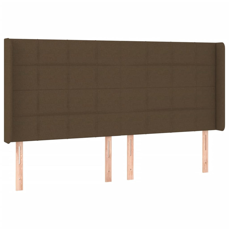 Boxspring Met Matras En Led Stof Donkerbruin 200X200 Cm 200 x 200 cm Blok met vierkanten