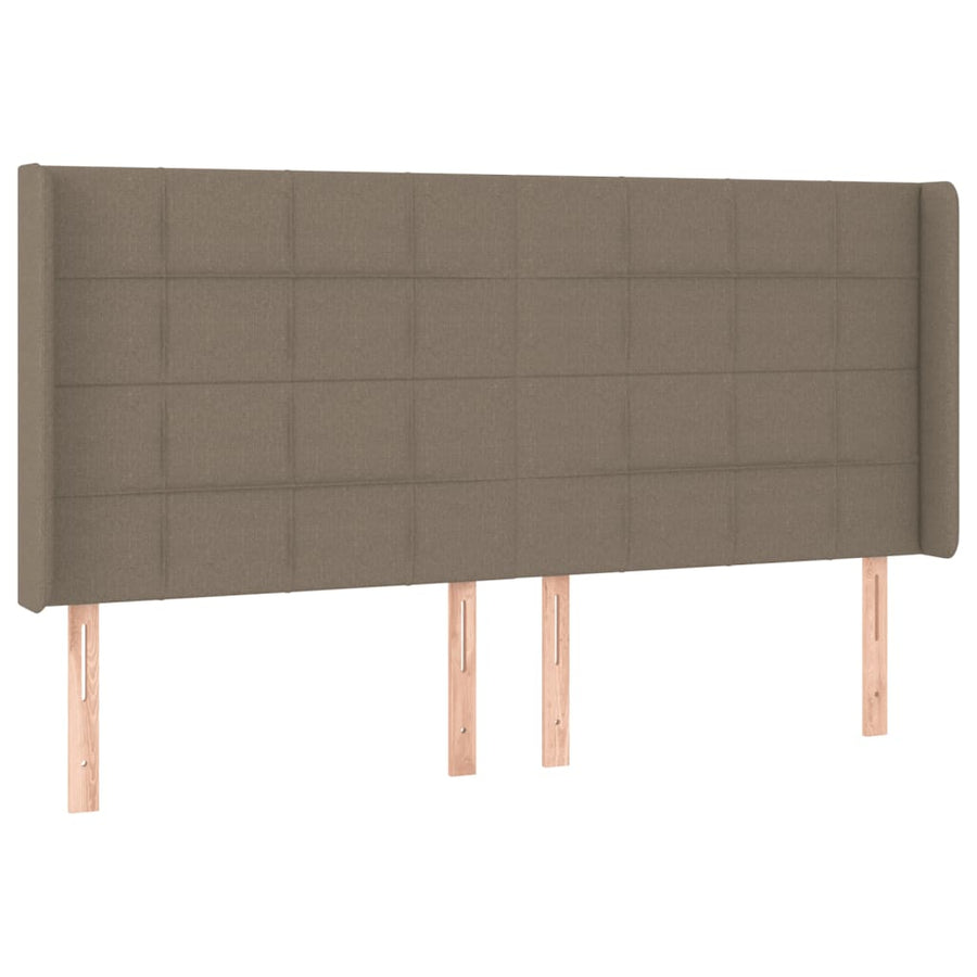 Boxspring Met Matras En Led Stof Taupe 200 x 200 cm Blok met vierkanten