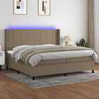 Boxspring 200x200 cm taupe met matras en LED