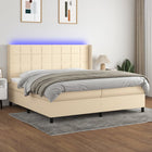 Boxspring met matras LED crèmekleurig 200x200 cm