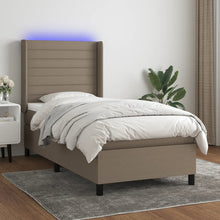 Boxspring Met Matras En Led Stof Taupe 80 x 200 cm Horizontale strepen