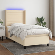 Boxspring Met Matras En Led Stof Kleurig Crème 80 x 200 cm Horizontale strepen