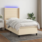 Boxspring met matras en LED stof crèmekleurig 90x190 cm 90 x 190 cm Crème