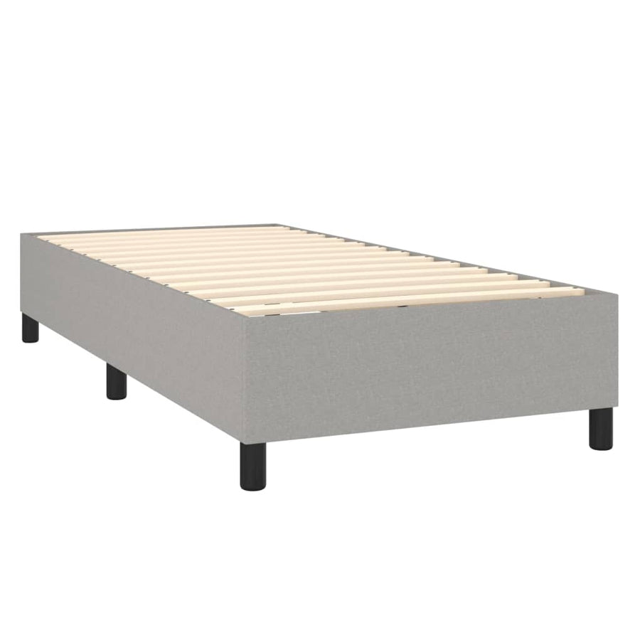 Boxspring met matras en LED stof lichtgrijs 90x200 cm 90 x 200 cm Horizontale strepen