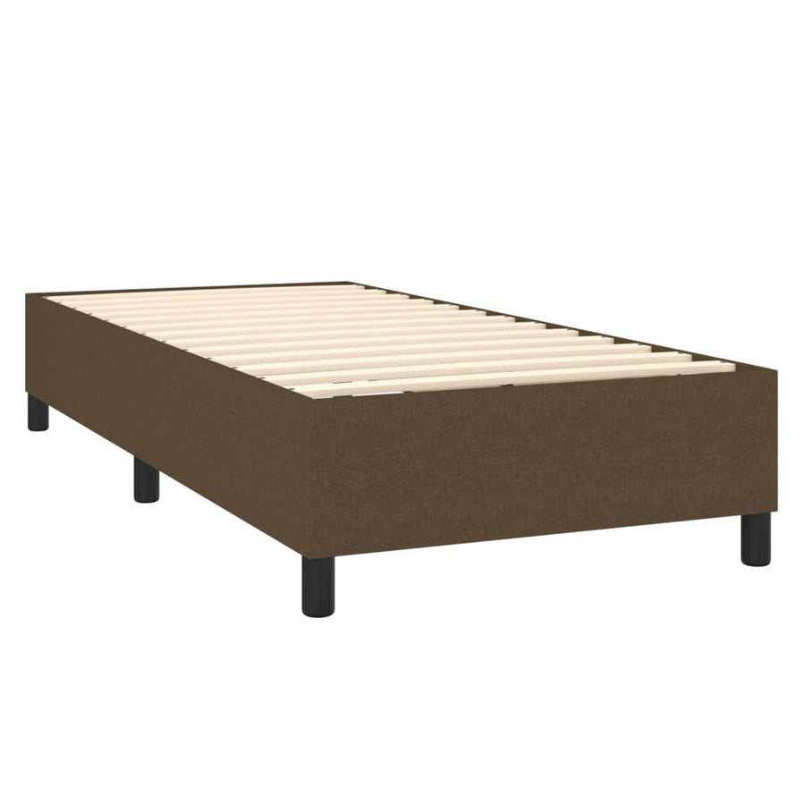 Boxspring Met Matras En Led Stof 80X200 Cm Donkerbruin 90 x 200 cm Horizontale strepen