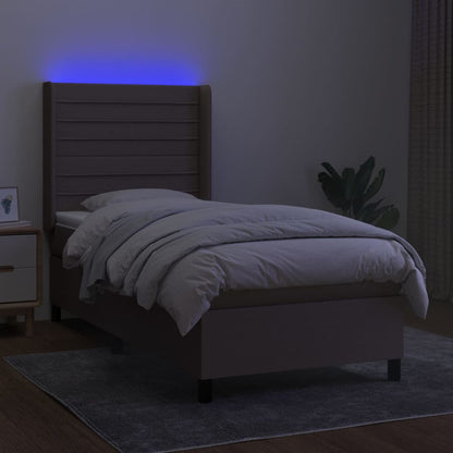 Boxspring met matras en LED stof taupe 80x200 cm 90 x 200 cm Taupe