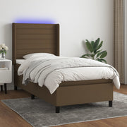 Boxspring 100x200 cm donkerbruin met matras en LED