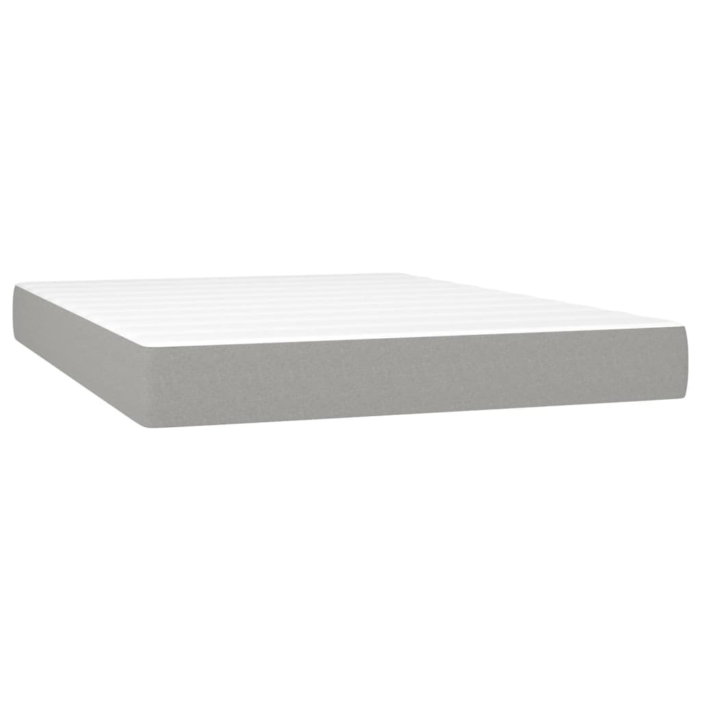 Boxspring met matras en LED stof lichtgrijs 140x190 cm 140 x 190 cm Lichtgrijs