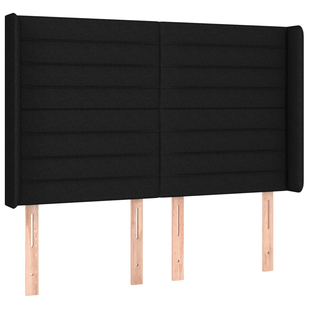 Boxspring met matras en LED stof zwart 140x190 cm 140 x 190 cm Horizontale strepen