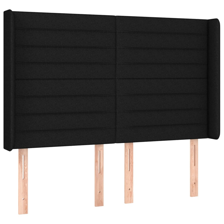 Boxspring met matras en LED stof zwart 140x190 cm 140 x 190 cm Horizontale strepen