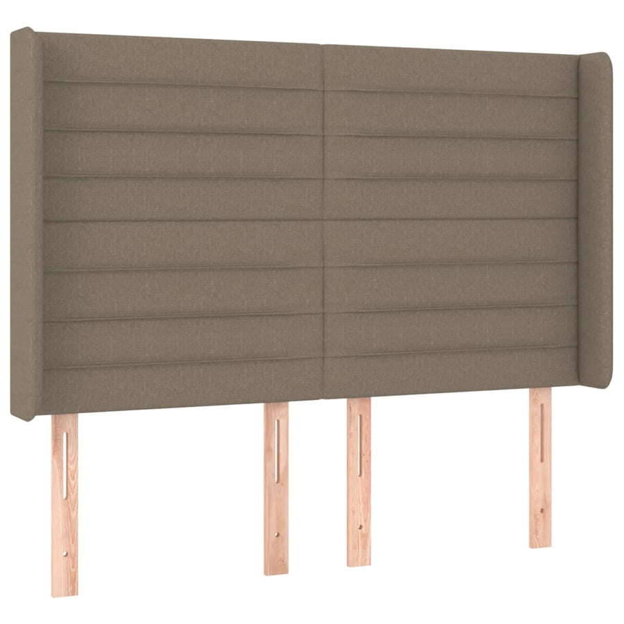 Boxspring met matras en LED stof taupe 140x190 cm 140 x 190 cm Horizontale strepen