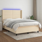 Boxspring met matras en LED stof crèmekleurig 140x190 cm 140 x 190 cm Crème