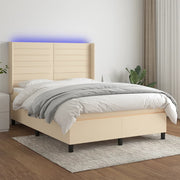 Boxspring 140x190 cm crème met matras en LED