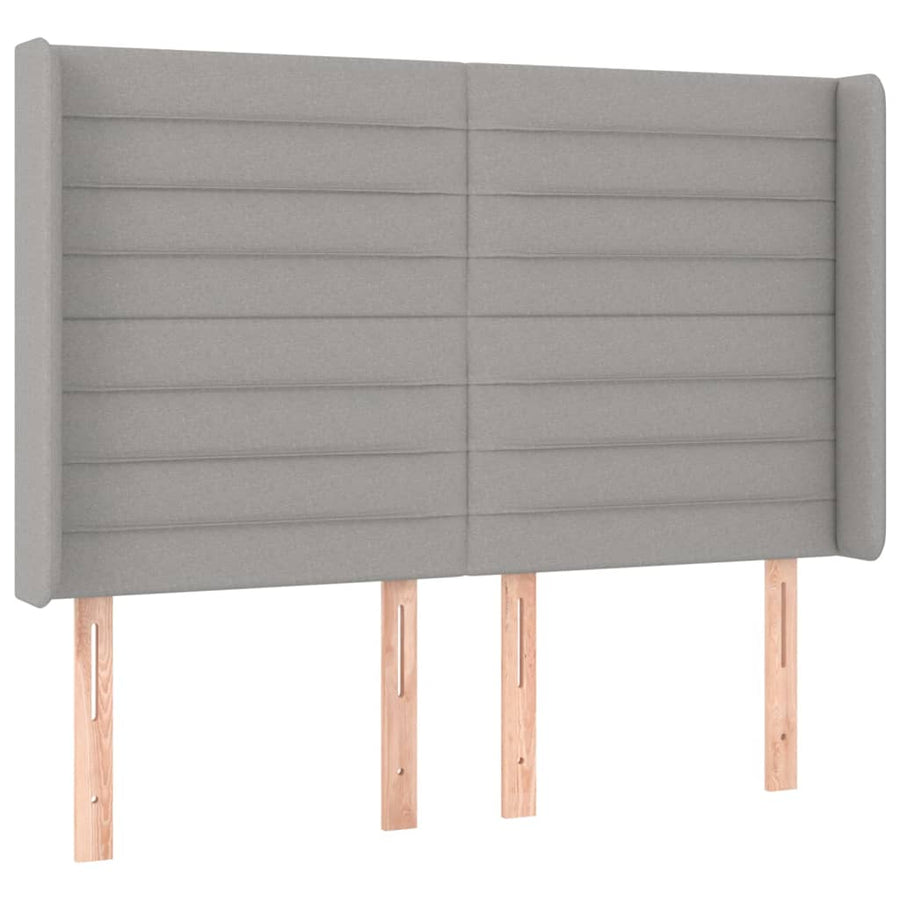 Boxspring met matras en LED stof lichtgrijs 140x200 cm 140 x 200 cm Lichtgrijs