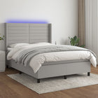 Boxspring met matras en LED stof lichtgrijs 140x200 cm 140 x 200 cm Lichtgrijs