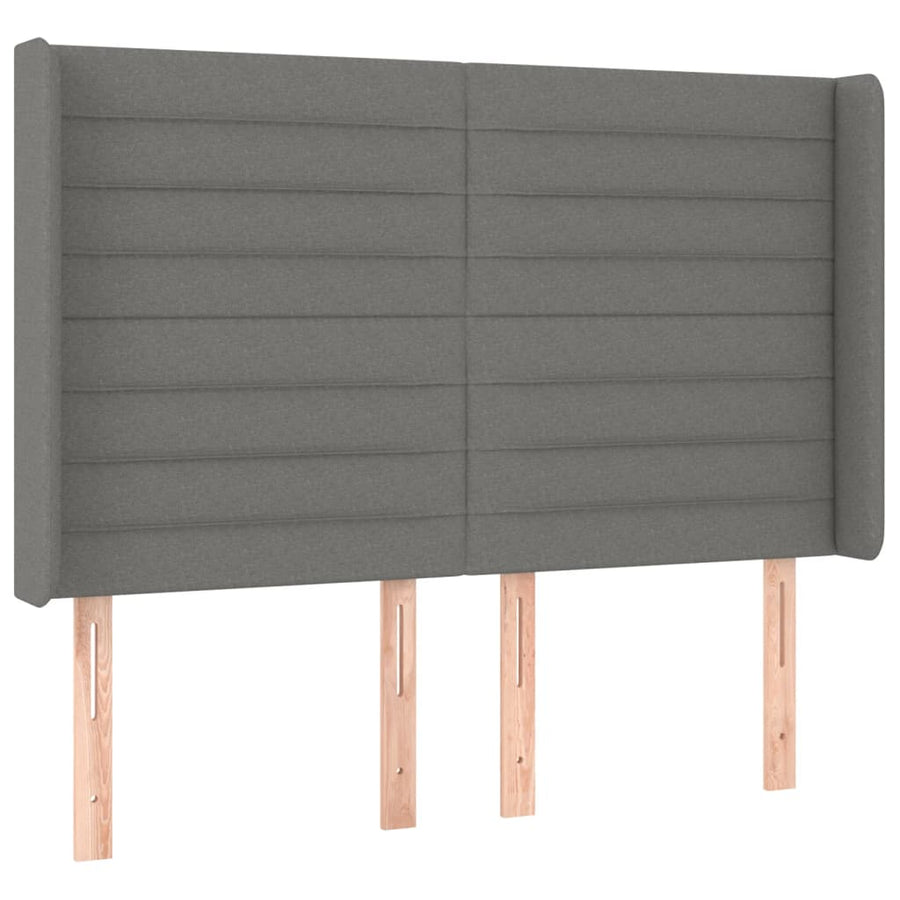 Boxspring Met Matras En Led Stof Donkergrijs 140 x 200 cm Horizontale strepen