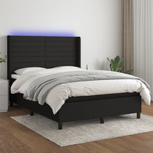 Boxspring Met Matras En Led Stof Zwart 140 x 200 cm Horizontale strepen