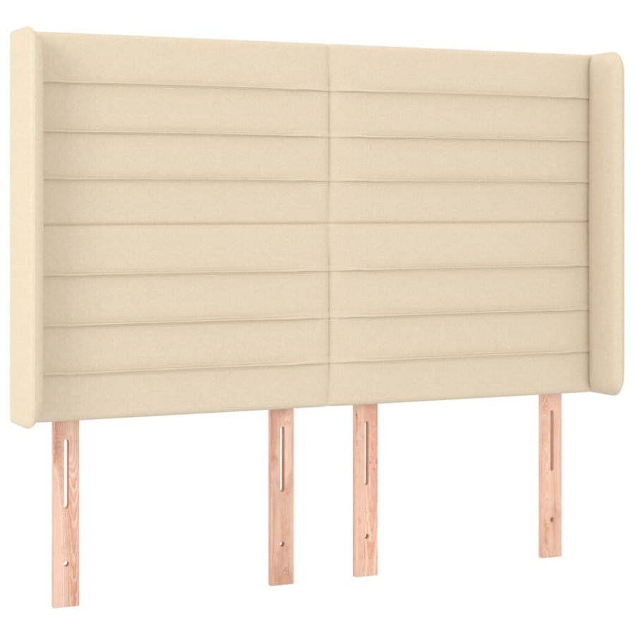 Boxspring met matras en LED stof crèmekleurig 140x200 cm 140 x 200 cm Horizontale strepen