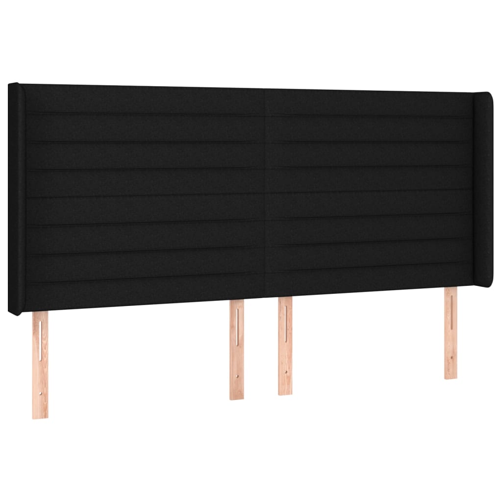 Boxspring Met Matras En Led Stof Zwart 160 x 200 cm Horizontale strepen