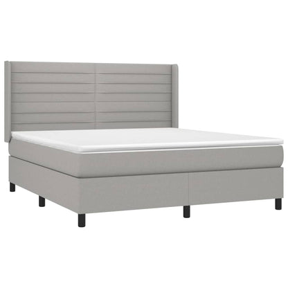 Boxspring met matras en LED stof lichtgrijs 180x200 cm 180 x 200 cm Lichtgrijs