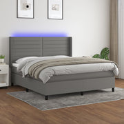 Boxspring met matras en LED 180x200 cm donkergrijs