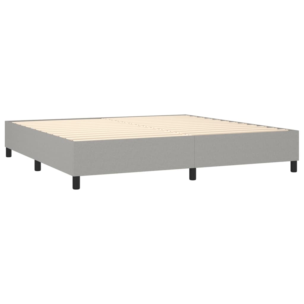 Boxspring met matras en LED stof lichtgrijs 200x200 cm 200 x 200 cm Horizontale strepen