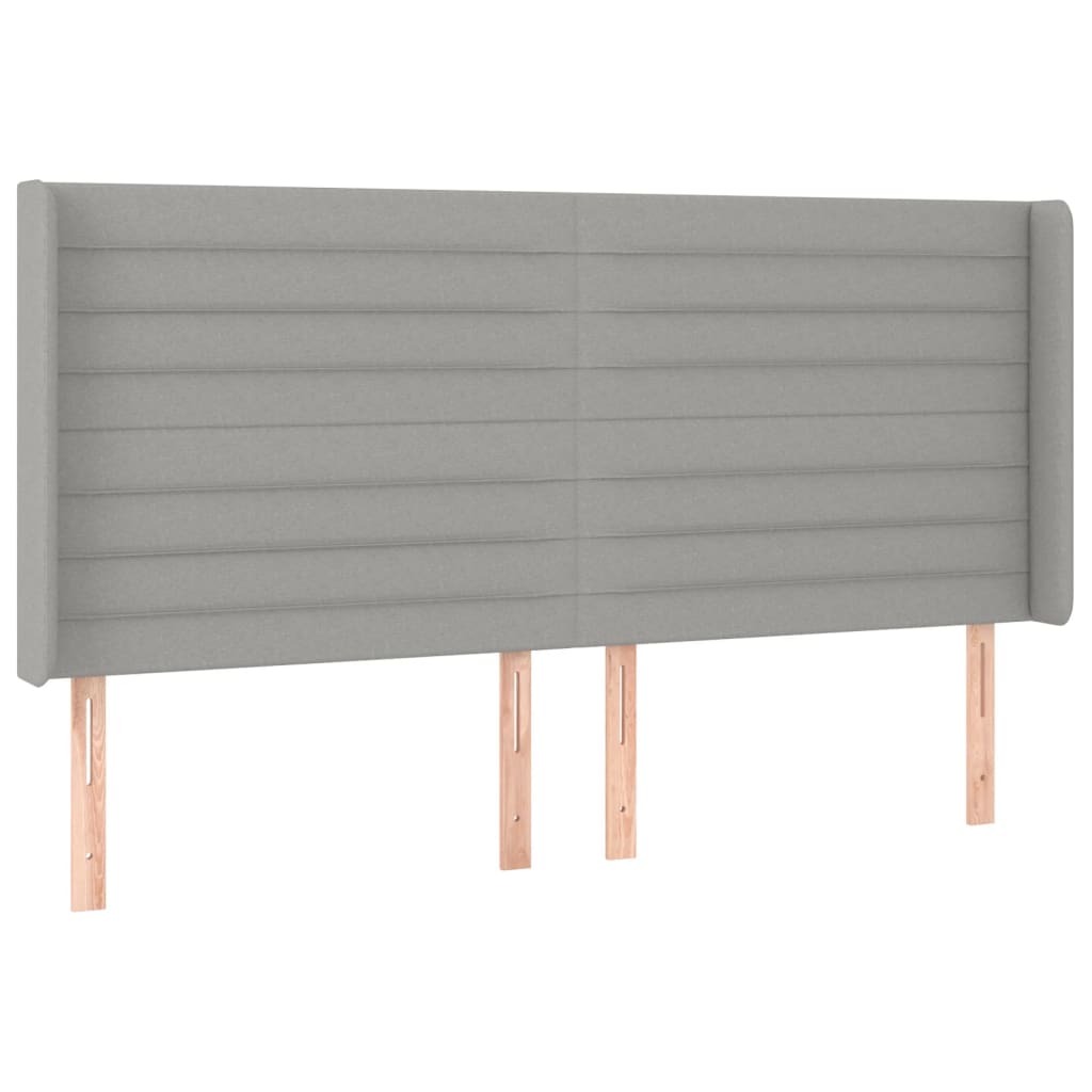 Boxspring met matras en LED stof lichtgrijs 200x200 cm 200 x 200 cm Horizontale strepen