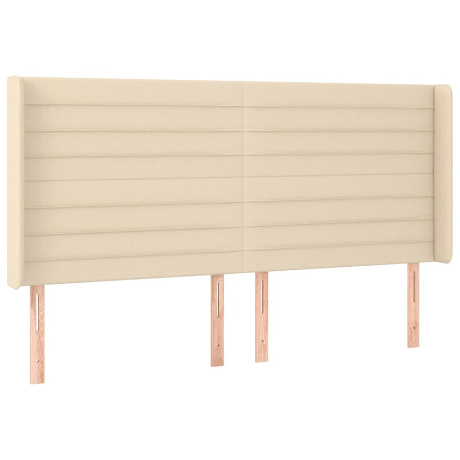 Boxspring Met Matras En Led Stof Kleurig Crème 200 x 200 cm Horizontale strepen