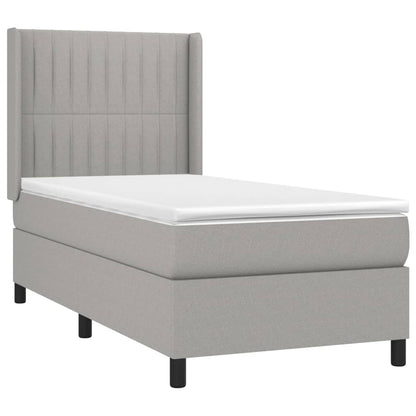 Boxspring met matras en LED stof lichtgrijs 80x200 cm 80 x 200 cm Verticale strepen