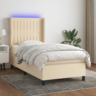 Boxspring Met Matras En Led Stof Kleurig Crème 80 x 200 cm Verticale strepen