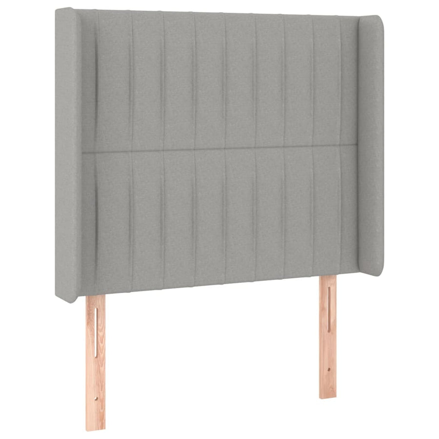 Boxspring met matras en LED stof lichtgrijs 90x190 cm 90 x 190 cm Verticale strepen