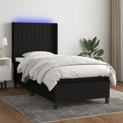 Boxspring 90x200 cm zwart met matras en LED