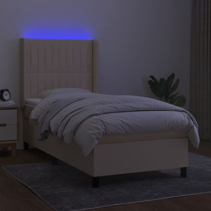 Boxspring met matras en LED stof crèmekleurig 80x200 cm 90 x 200 cm Crème