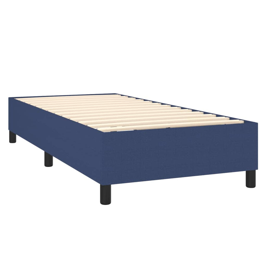 Boxspring Met Matras En Led Stof Blauw 90 x 200 cm Verticale strepen