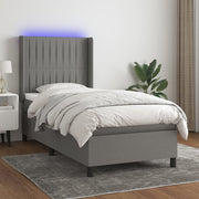 Boxspring 100x200 cm donkergrijs met LED matras