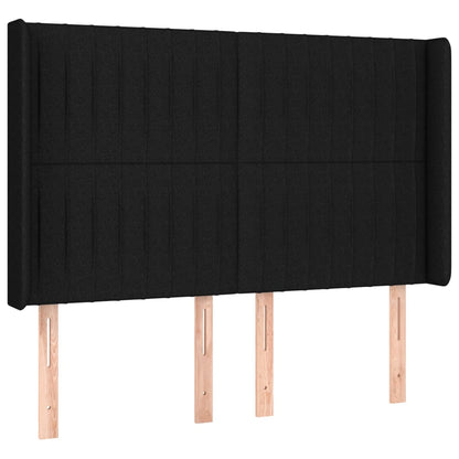Boxspring Met Matras En Led Stof Zwart 140 x 190 cm Verticale strepen
