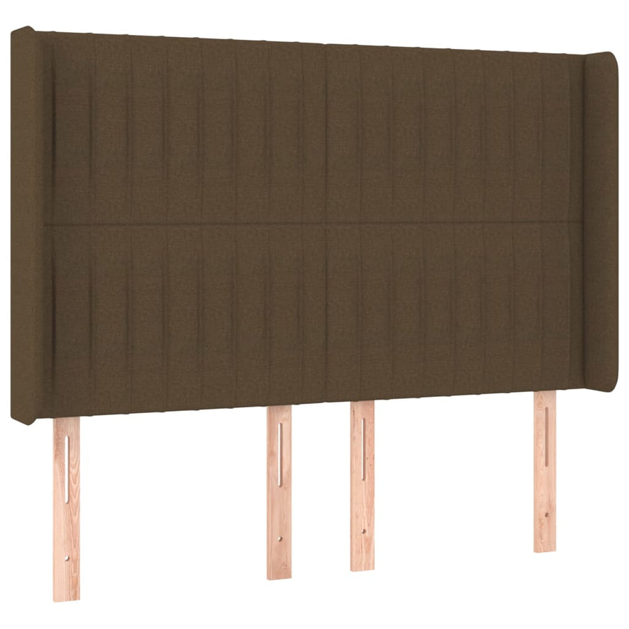 Boxspring Met Matras En Led Stof Donkerbruin 140 x 190 cm Verticale strepen