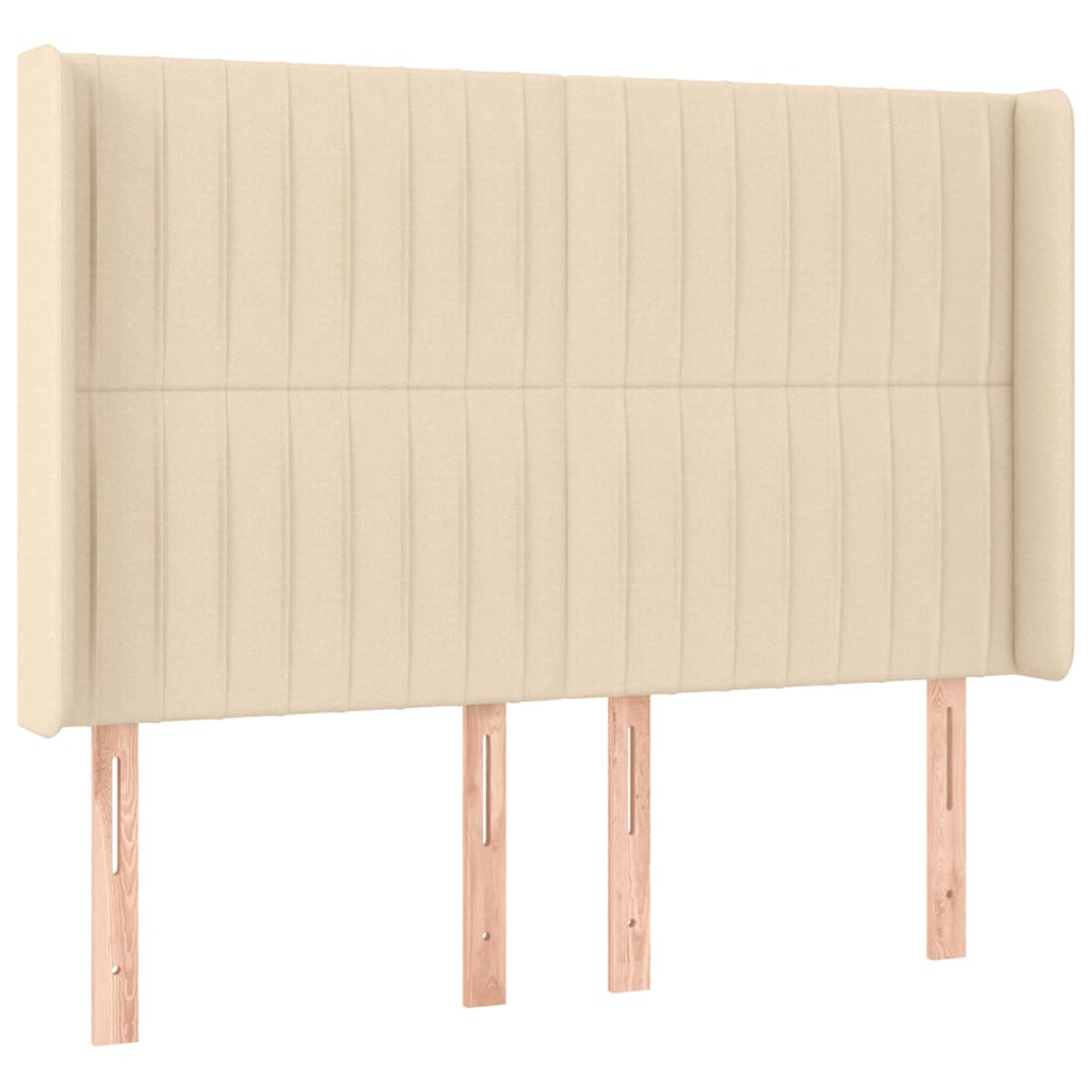 Boxspring Met Matras En Led Stof Kleurig Crème 140 x 190 cm Verticale strepen
