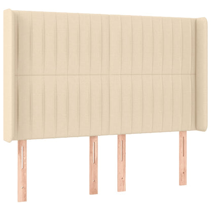Boxspring Met Matras En Led Stof Kleurig Crème 140 x 190 cm Verticale strepen