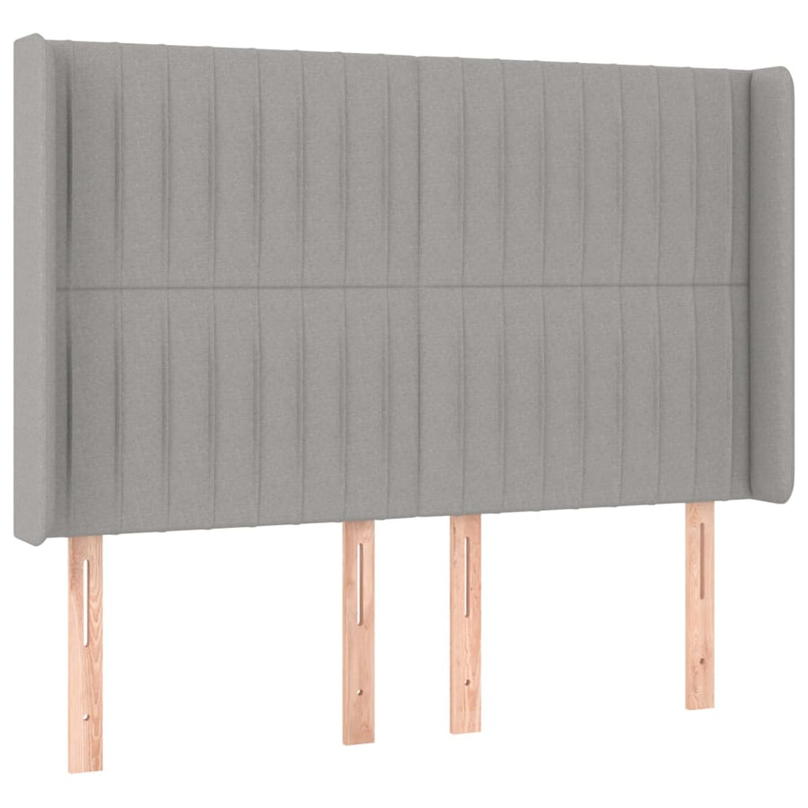 Boxspring Met Matras En Led Stof Lichtgrijs 140 x 200 cm Verticale strepen